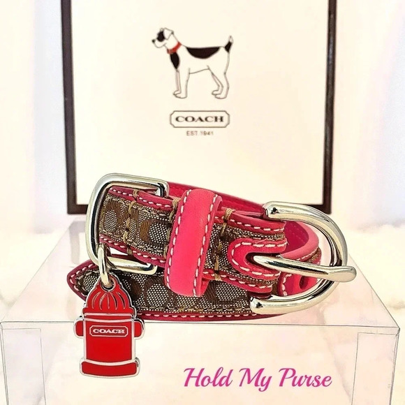 Coach Other - Coach Rare XXS Dog Puppy Pink Leather & Jacquard Signature C Collar